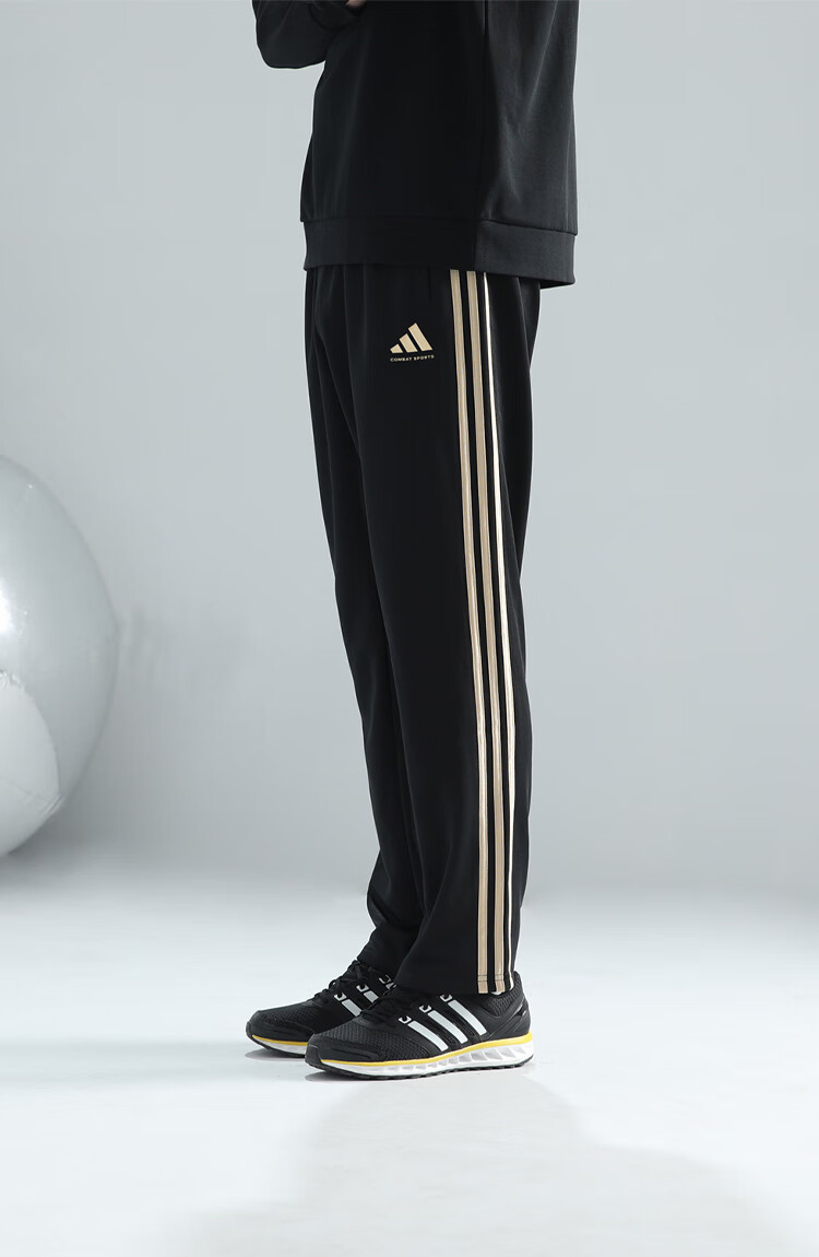 Adidas Unisex Loose Breathable Straight-Leg Running Sports Casual Pants Black White (Classic) L 10