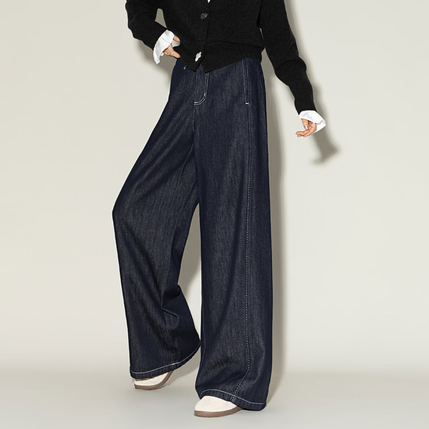 Demana Elegant Narrative Loose Fit Wide Leg Floor-Length Slimming Denim Pants for Women 25 Early Autumn Women's Wear