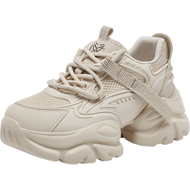 Basto 2025 Autumn Dad Sneakers Outdoor Sports Thick Sole Height Increasing Women's Casual Shoes D3717CM5 Apricot 38