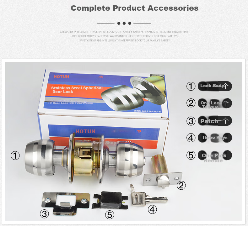 HOTUN Spherical Lock, Interior Door Lock, Round Lock, Old-Style Wooden Door Ball Lock, 5831 Medium-Sized Double Lock Body, Rental Apartment 9