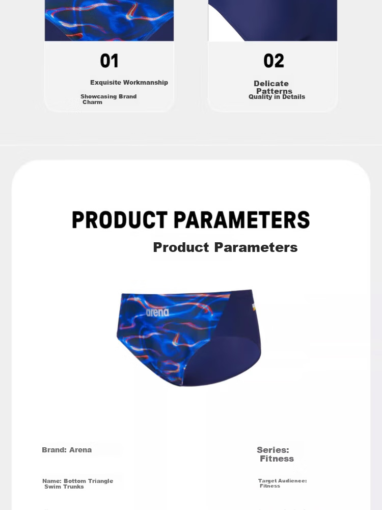 Arena Men's Swim Trunks, Dynamic And Cool Pattern, High-Elastic Comfortable Triangle Underwear Swimming Trunks AS5SWZ35M Blue M 5