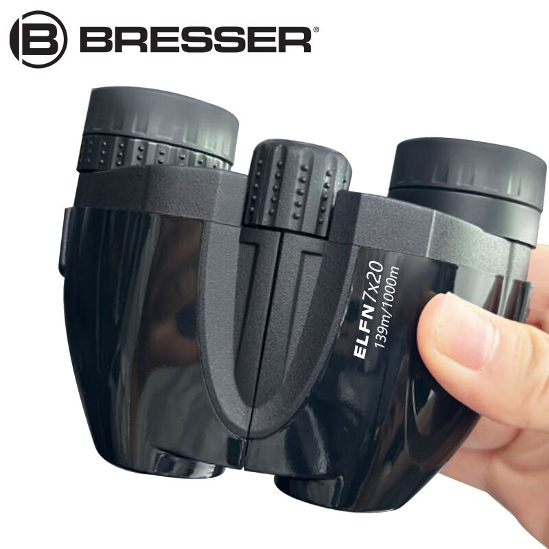Bresser Germany Bresser Black Elf 7x20 Compact Portable Binoculars with Ultra-Wide Field of View for Concerts and Theater
