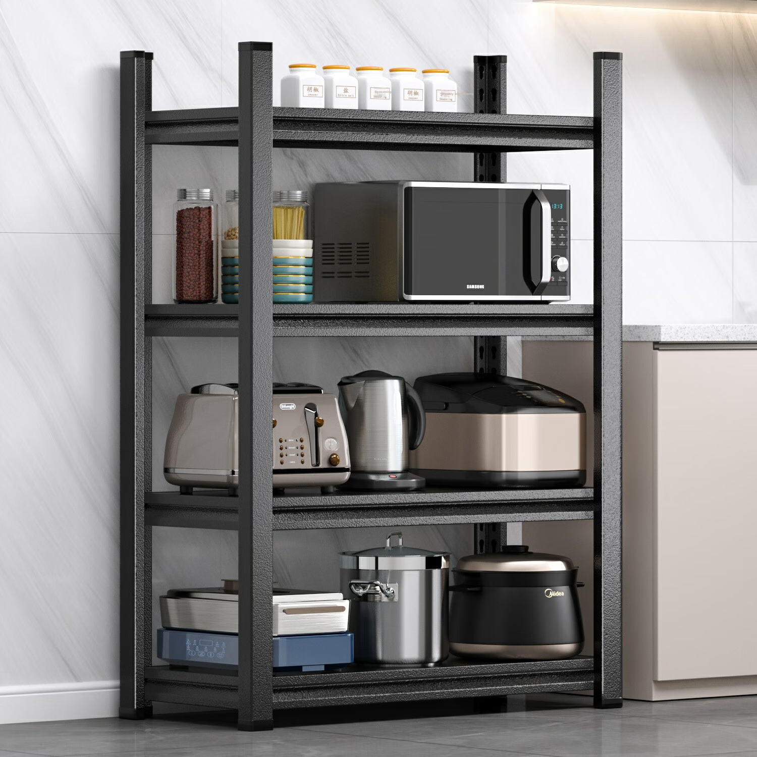 Jiabangshou [Chow Yun-fat Recommended] Kitchen Storage Rack Microwave Oven Organizer Multifunctional Oven Pot Rack Storage Cabinet Shelf