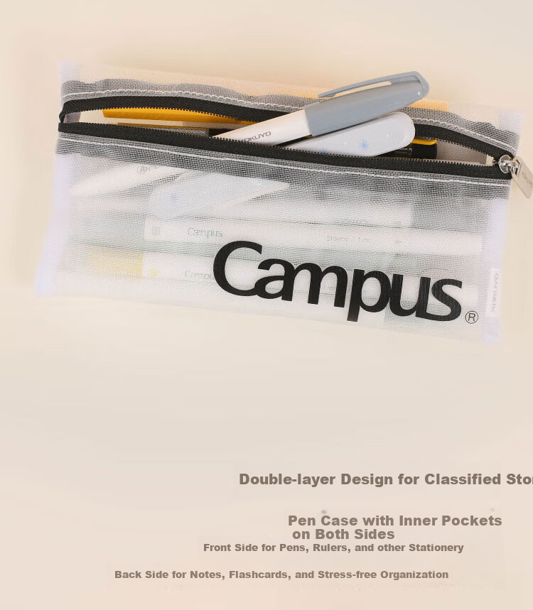 KOKUYO Campus Grid Pencil Case Large Capacity Pencil Box Grid Double-Layer Classified Storage Pencil Case Yellow 1 Piece WSG-PC283Y 5