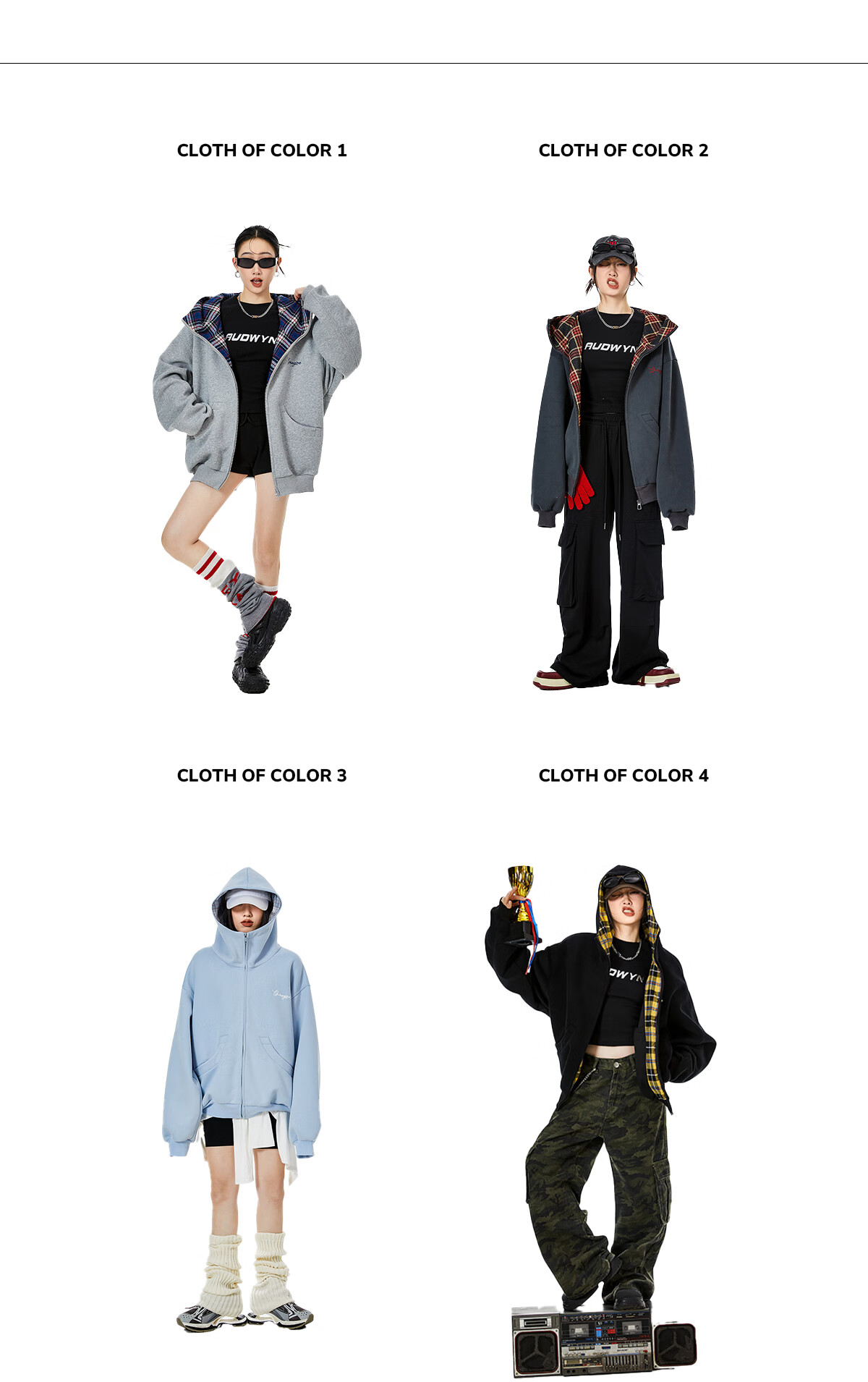 ICH MODE Celebrity Style American Plaid Patchwork Cardigan Sweatshirt Autumn Jacket Sports Cardigan Top Women Heather Gray XL 2