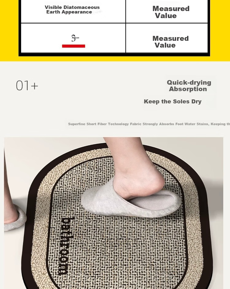 Fanyejia Bathroom Mat, Diatomaceous Earth Water-Absorbing Mat, Non-Slip Mat for Bathroom Entrance, Foot Mat, Washroom Carpet, Door Mat 4