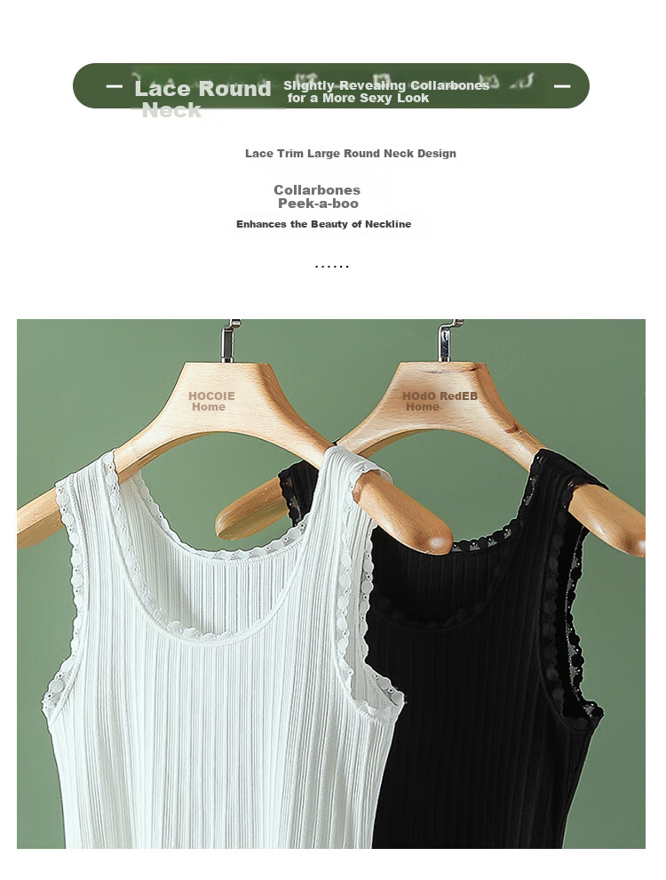 Hodo Japanese-Style Camisole, Women's Sexy Lace Undershirt, Breathable And Slimming, Elegant White, Size 170/95 6