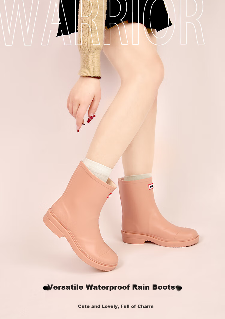 Huili Women's Fashion Rain Boots, Outdoor Waterproof Shoes, Non-Slip Short Boots, Wear-Resistant Rubber Shoes, Water Boots 6023 Khaki Size 40 1