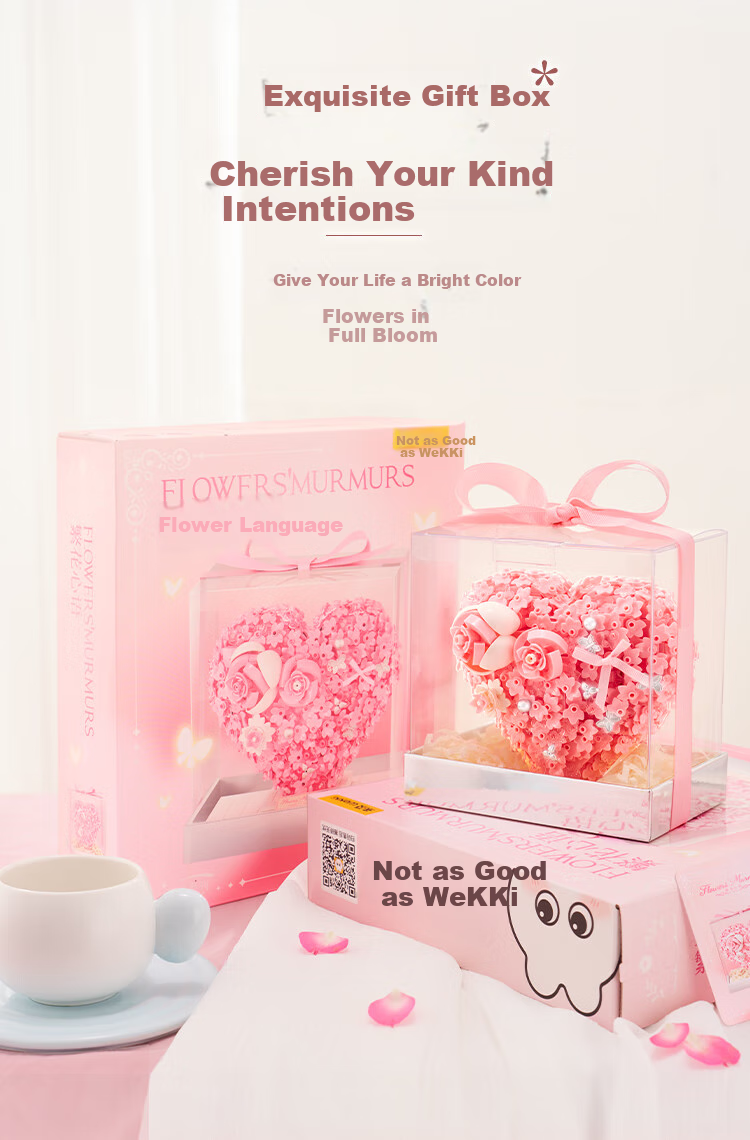 Weiji Flower Heart Building Blocks, 3D Flower Toy, Valentine's Day Gift, Children's Day Gift for Girls 8