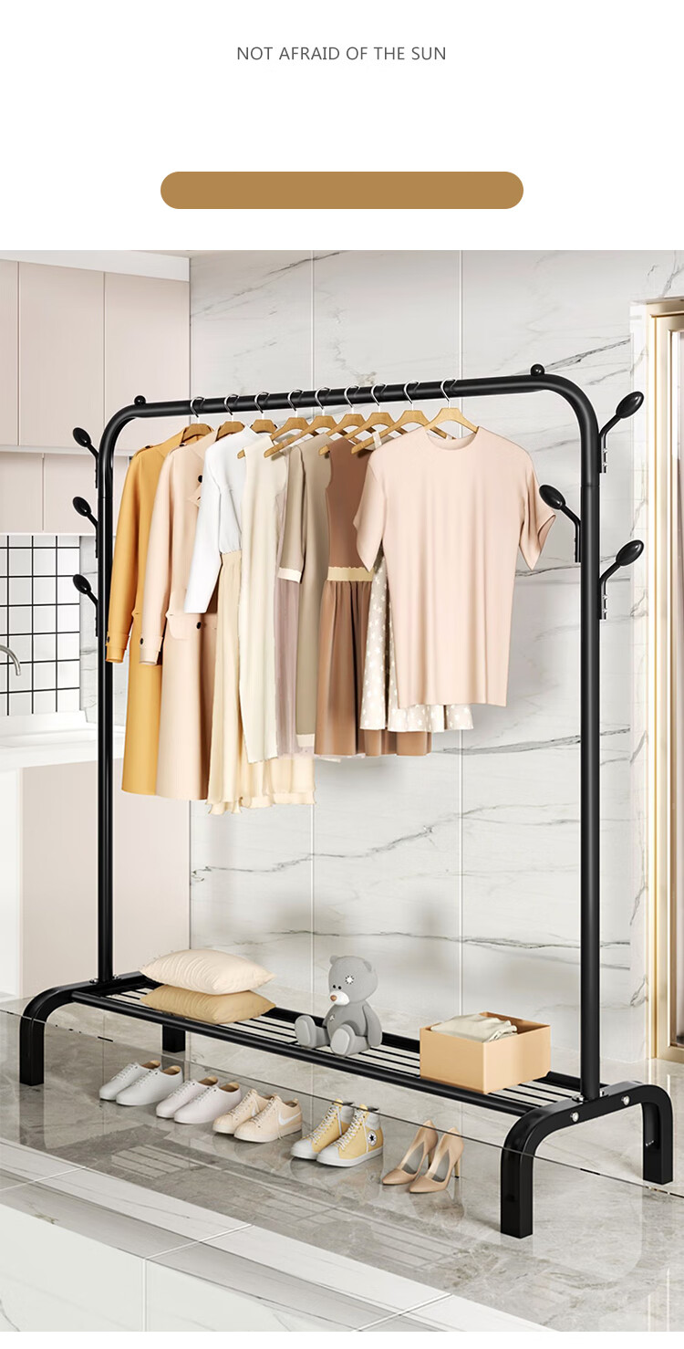 Huakaizhixing Clothes Drying Rack, Floor-Standing Drying Pole, Indoor Clothes Hanger, Balcony And Bedroom Drying Rack, Clothes Stand, YJ98 White, 1.5 Meters 15