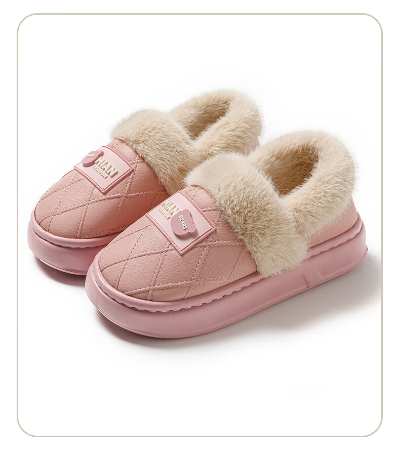 YUZHAOLIN Unisex Winter Cotton Slippers Elderly Plush Fleece Warm Back-Covered Cotton Shoes YR478 Gray 4