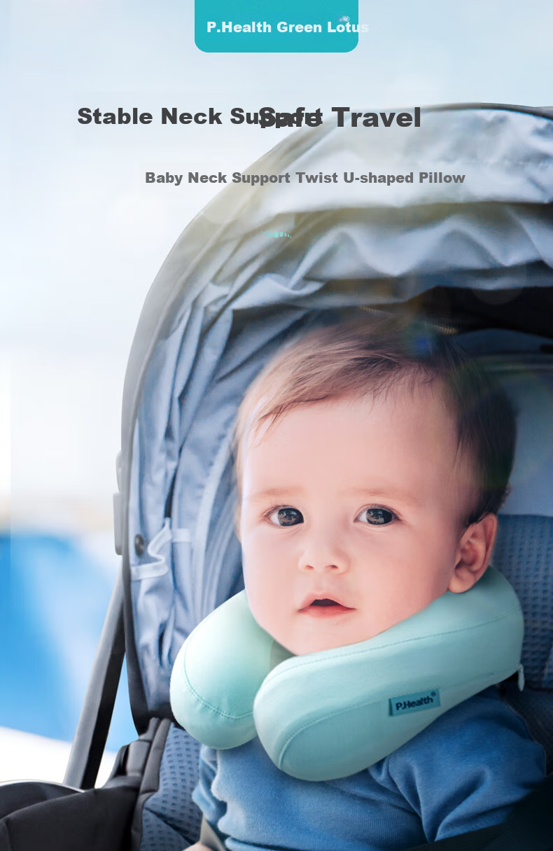 P.Health Children's U-Shaped Pillow, Baby Travel Safety Seat Cushion, Infant Pillow, U-Shaped Neck Support Pillow, for Ages 1-6, Elf Gree 1