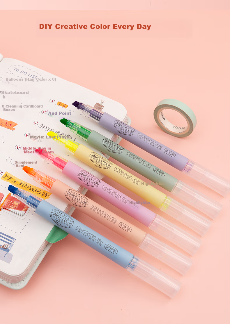 M&G Stationery Highlighters for Primary School Students And Office Use, Colorful Marking Pens for Back-To Journaling And Note-Taking, 6 Colors Single-Tip 6 Pcs AHMT3702 for Exam Practice And Testing 6
