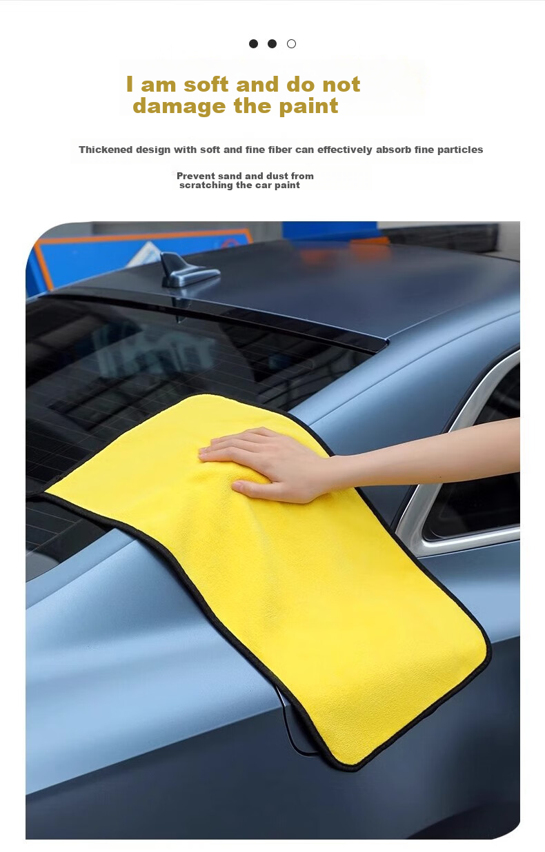 COODORA Car Wash Towel, Large Double-Sided Thick Cleaning Cloth for Car Washing, Lint-Free And Streak-Free, 75*35cm/2 Pack 3
