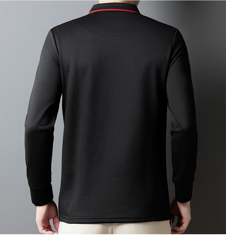 MULINSEN Men's Long Sleeve Polo Shirt Spring Autumn Casual Business Simple Black M 14
