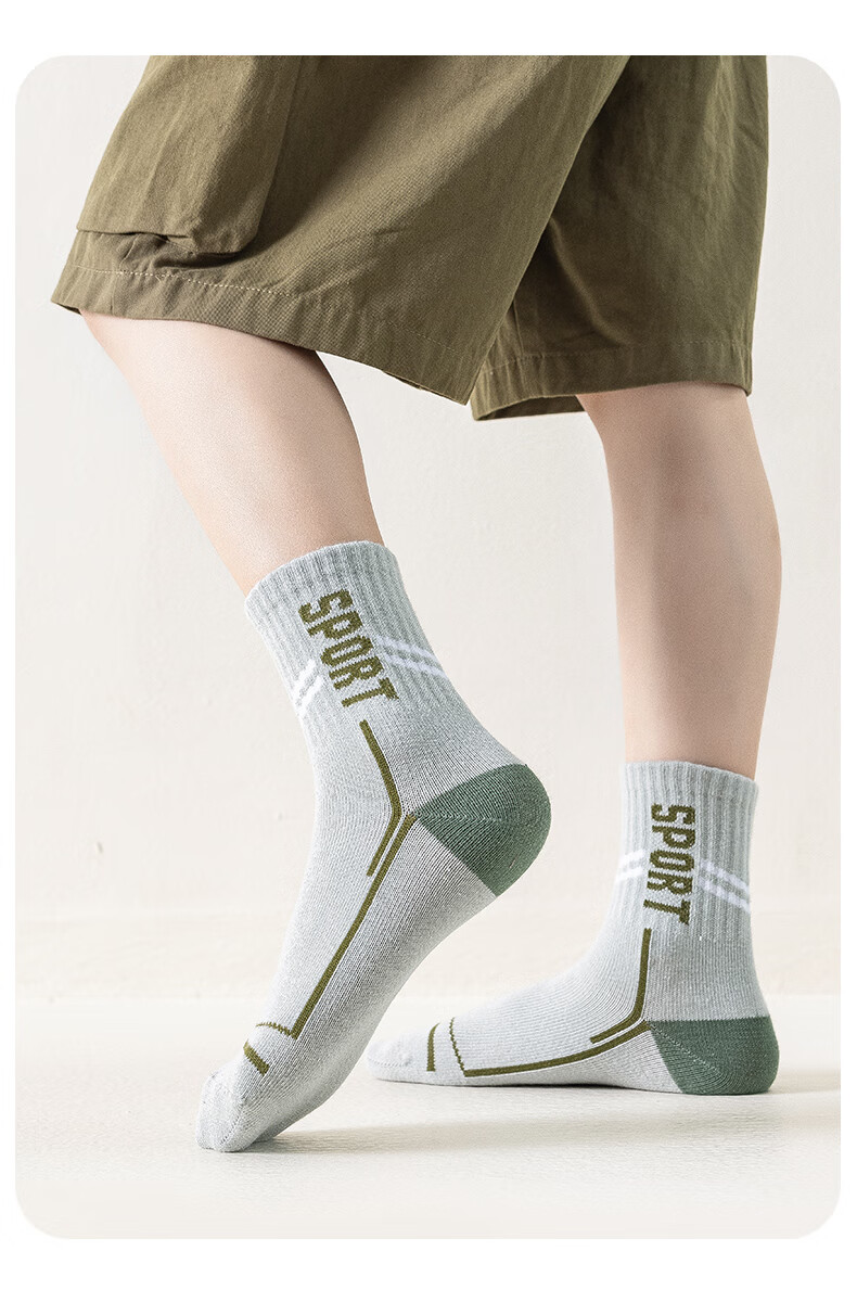Yuzhaolin 5 Pairs Boys' Cotton Mid-Calf Sports Socks Anti-Odor for Spring and Summer Children and Teenagers 9