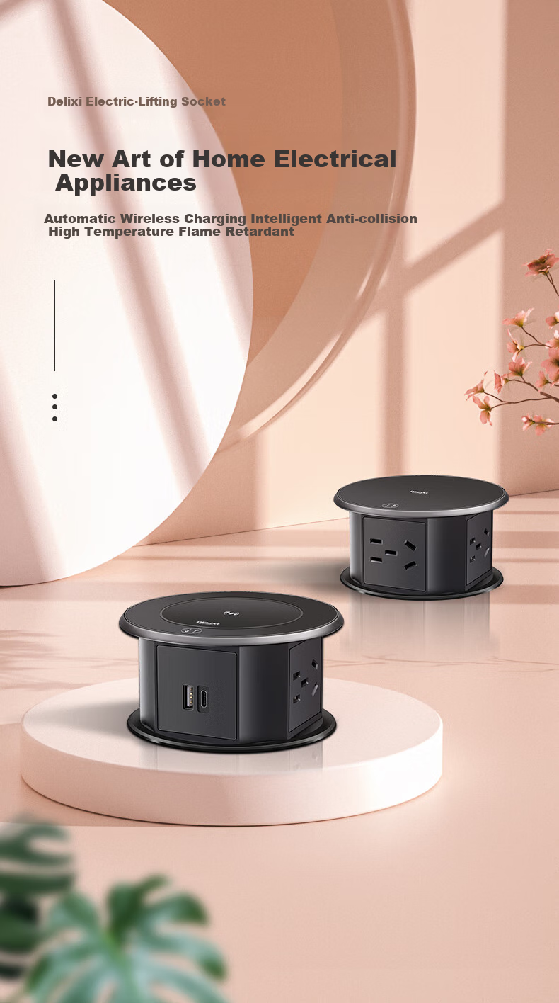 DELIXI Recessed Power Socket, Smart Electric Lift, Suitable for Kitchen Countertops And Conference Rooms, 4 Outlets with Five Holes, No Switch 13