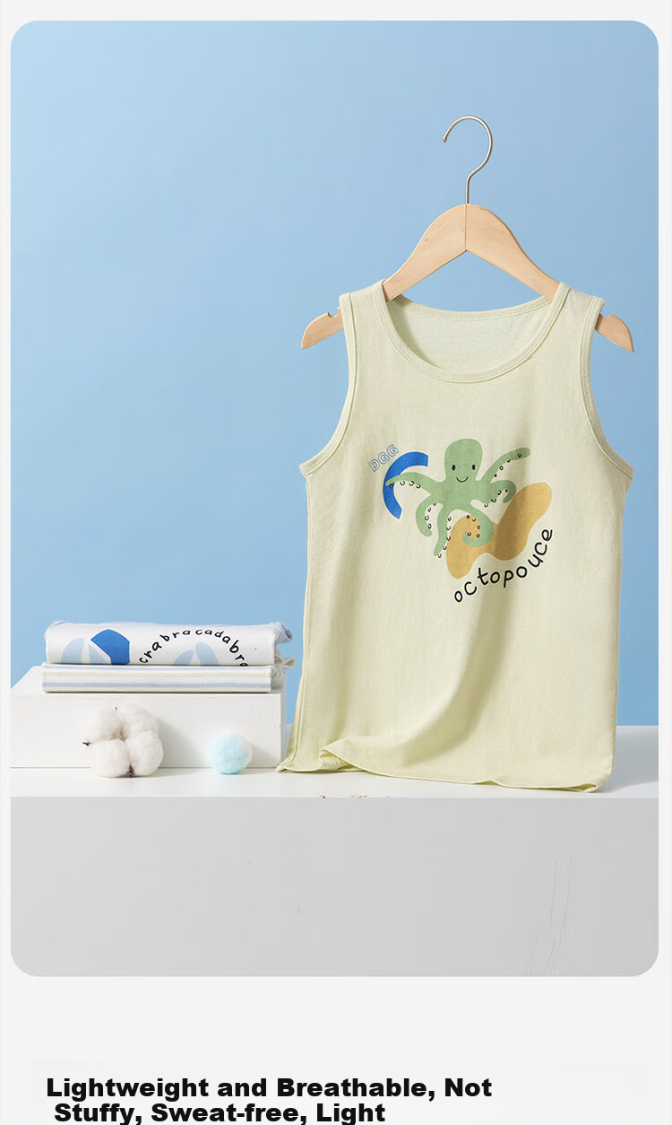 Dingguagua Boys' Pure Cotton Tank Top, Thin Style, Children's All-Season Undershirt, Spring And Summer Boys' Undershirt, Four Seasons Small Vest, Style Four 110 4