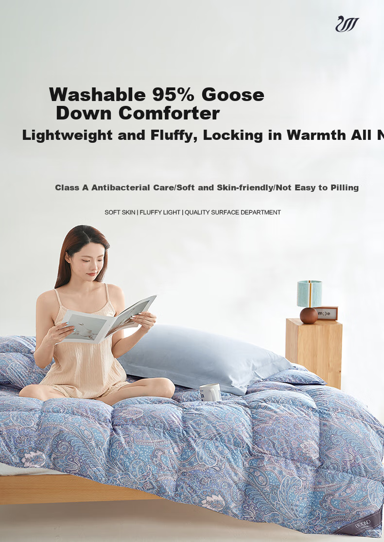 BEYOND Home Textiles, down Comforter, Antibacterial Washable 95% White Goose Down Duvet, Winter Quilt Insert, 550g Filling, 150*210cm 1