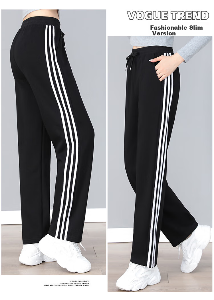 TUCANO Women's Casual Pants, Cotton Comfortable Fashion Versatile Straight-Leg Slimming Sports Trousers, Women's Clothing, Black, L 10