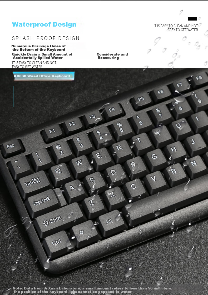 GESOBYTE K830P Keyboard Wired Office Keyboard 104 Keys Water-Resistant PS2 Round Port Desktop Computer Keyboard Black 7