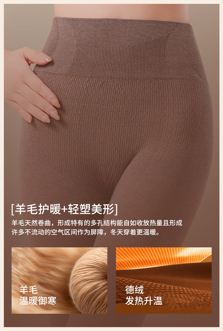 Urban Beauty Thermal High-Waist Wool Blend Heat Retaining Women's Autumn Pants with Wool, Tummy Control, Outerwear Leggings Palm XL 1