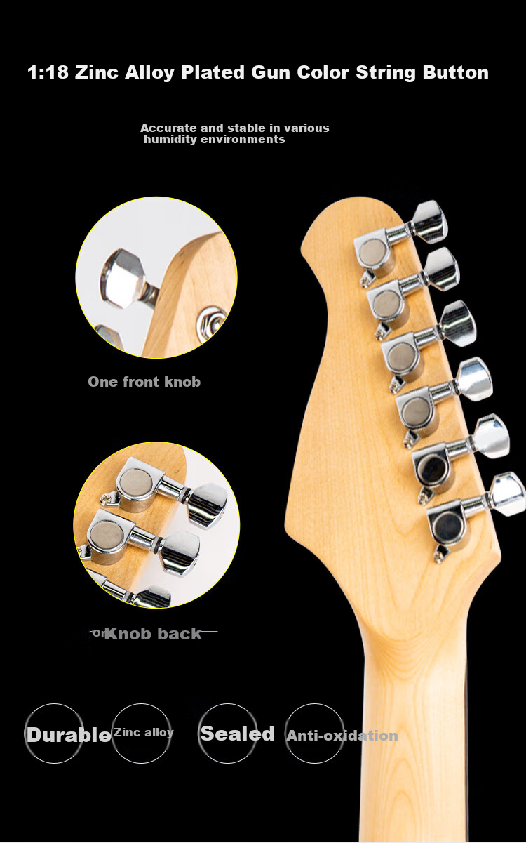 MOSEN MS-SS60BK Electric Guitar, ST Model with Tremolo Bar, Single-Coil Beginner Entry-Level Electric Guitar, Elegant Black 7