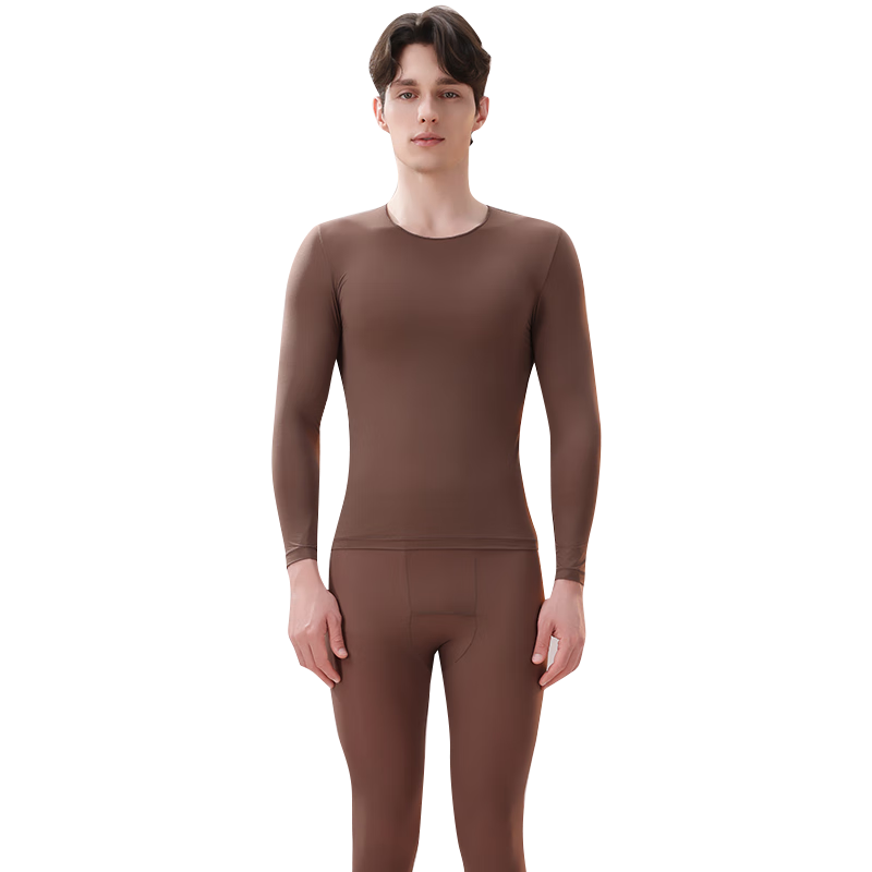 Miiow Men's Skin-Friendly Thermal Underwear Set Autumn Winter Ultra-Light Thin Seamless Invisible Comfortable Slim Fit Top and Bottom