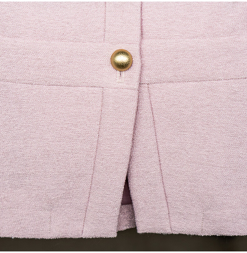 ROEYSHOUSE Premium Little Chanel Style Slim Fit Short Jacket + Skirt Two-Piece Set 09299 Pink M 18