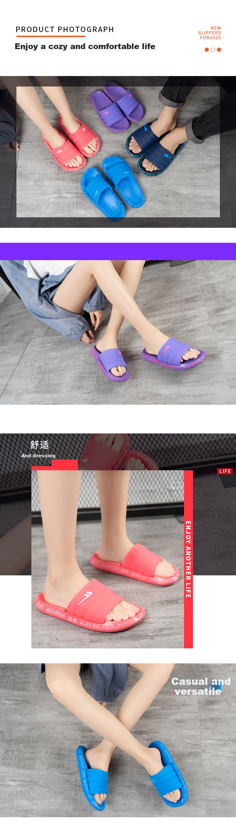 Huili Indoor Non-Slip Slippers for Shower, Couples Style, Outdoor Wear, Versatile Slippers HL0120 Light Blue Size 40 4