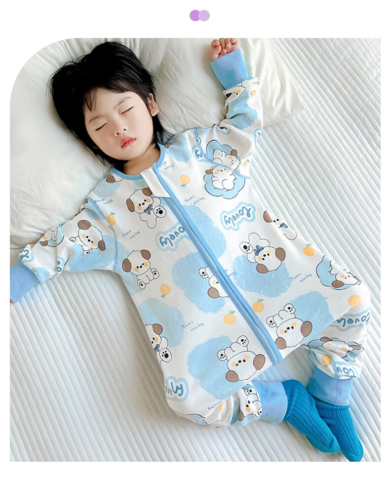 Zisehuayu [100% Pure Cotton] Baby Split-Leg Sleeping Bag, Children's Spring And Autumn Pajamas, Boys' Anti-Kick Blanket Sleeping Bag, Green, Size 130 9