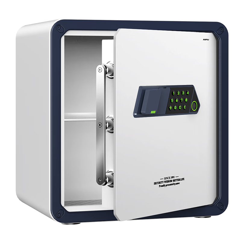 AIPU Safe 2025 New Model Home Fingerprint Password Safe Small Smart Office Financial Storage Box All-Steel Anti-Theft Anti-Move Lock Jingshangao 40CM White