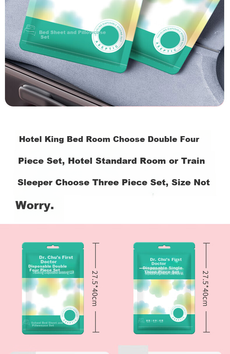 CHUYISHENG Disposable Bedding Set, Four-Piece Bed Sheet, Duvet Cover, Pillowcases, Hotel Travel Business Trip Printed Bedding Set, Three-Piece Set 9