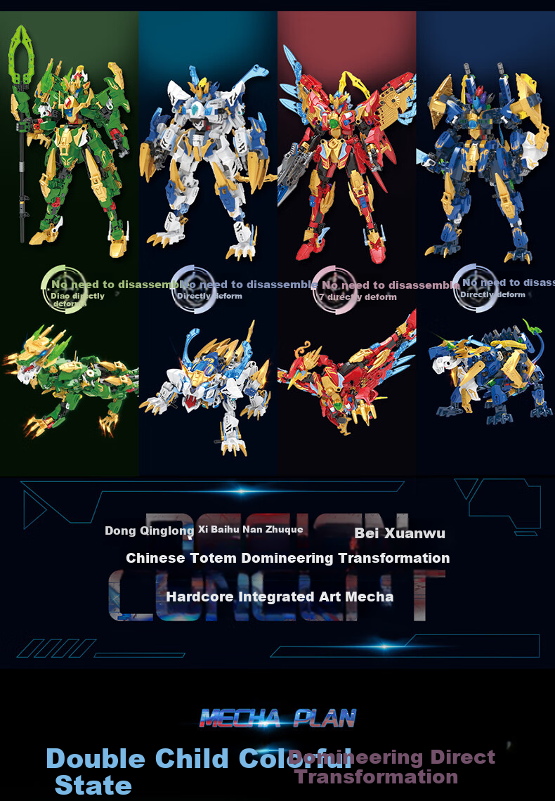 F5 Qinglong Transforming Mecha Model Building Blocks, Assembly Robot Gundam Toy, Birthday Gift for Boys And Girls 3