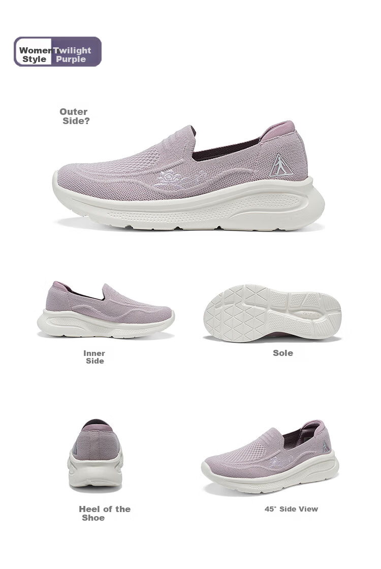 Zulijian Elderly Women's Shoes, Summer Slip-On Shoes, Breathable Mom Shoes, Casual Shoes, 6060K Twilight Purple, Size 40 7
