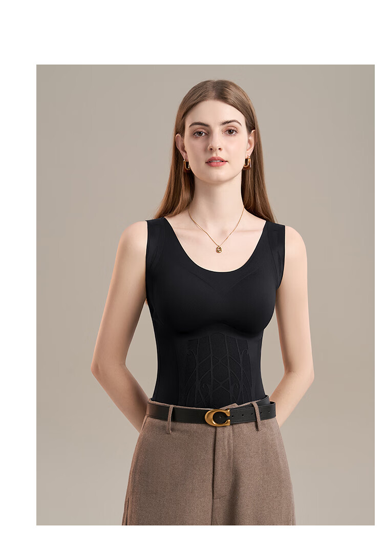 GRACEWELL Seamless Thermal Vest for Women with Chest Pad, Shaping, Tummy Control, Waist Slimming, Autumn Winter Fleece-Lined Shapewear Top 13