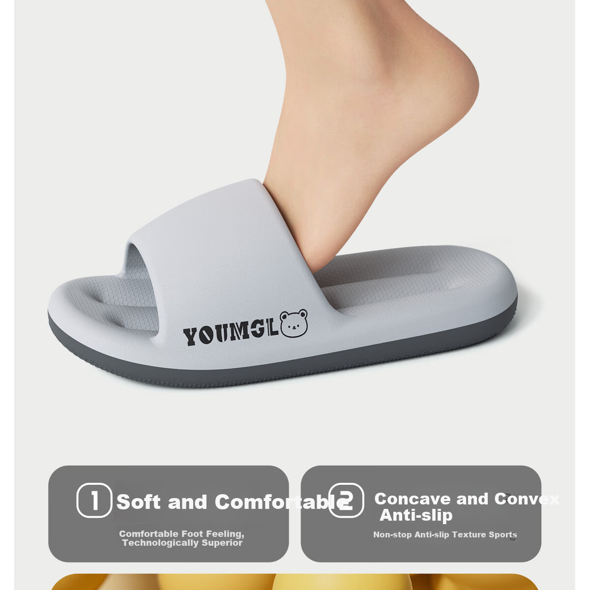 XGGC Squishy Slippers for Men, Outdoor Summer Home Non-Slip Shower Thick-Soled Couple Slippers for Women, Outdoor Wear, Coffee Brown 40-41 7