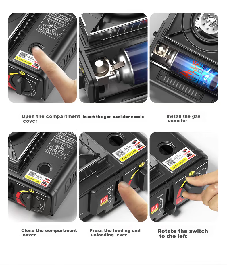 LINGDONGLI & Muhuo Portable Camping Gas Stove, Explosion-Proof Outdoor Burner for Cartridge, Magnetic And Butane Fuel 6