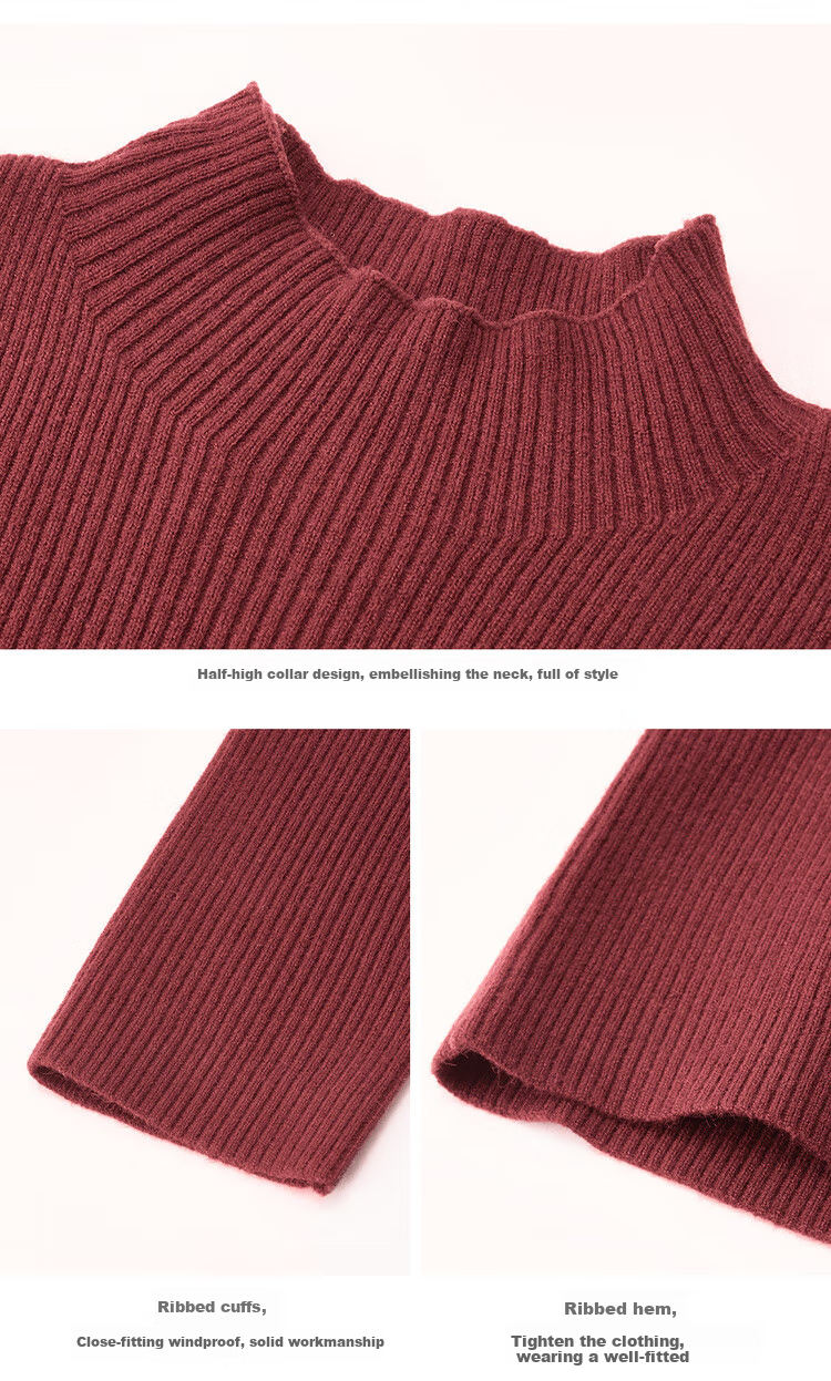 Giordano Women's Ultra-Fine Knit Solid Slim Fit Half Turtleneck Long Sleeve Base Sweater 13353811 20