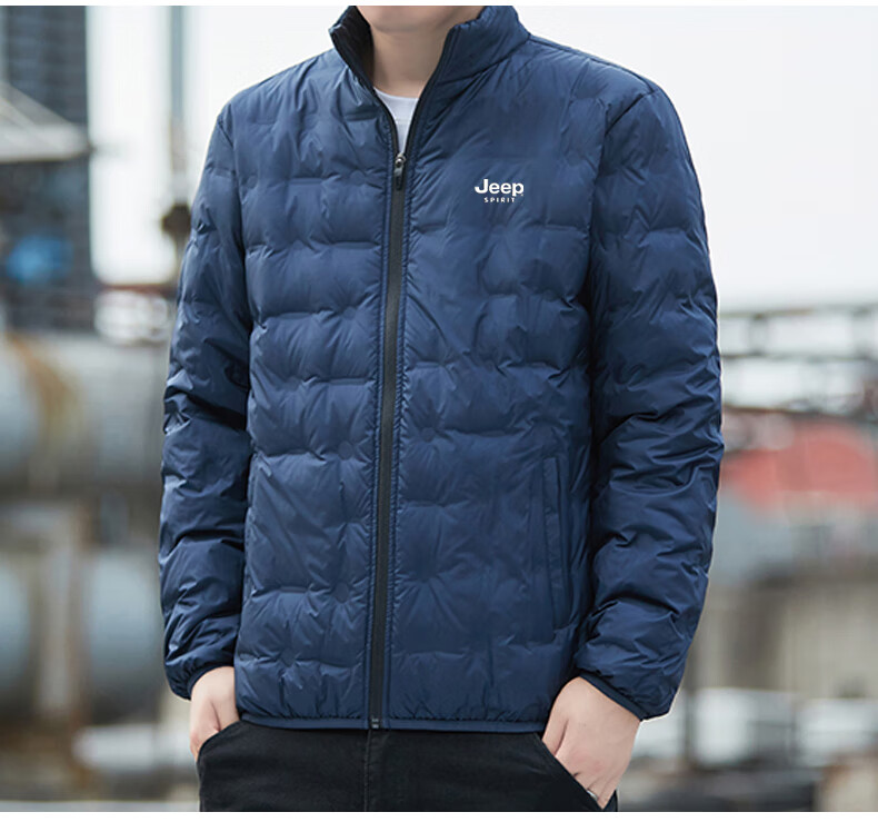 JEEP SPIRIT Men's Autumn Winter Down Jacket Stand Collar Casual Loose Fit Plus Size Coat Black XL 2
