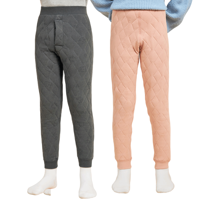 Yalu Kids Thermal Fleece-Lined Thickened School Uniform Wool Inner Layer Leggings for Boys and Girls