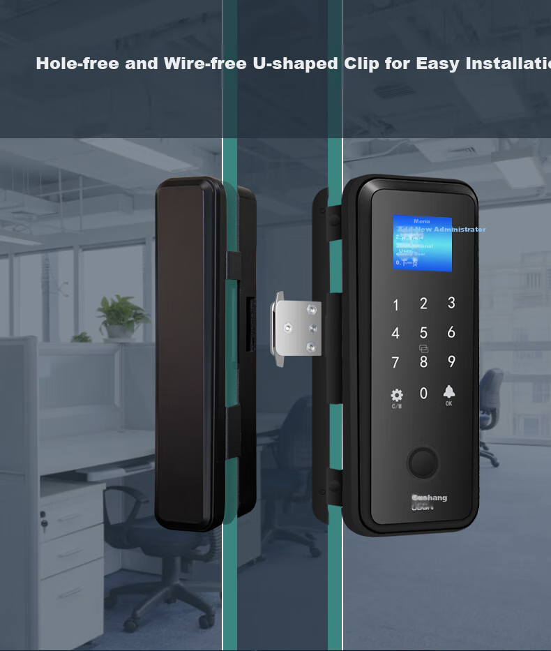 GSgushangGSON Glass Door Password Lock, Double-Door Office Electronic Smart Fingerprint Password Access Control Attendance All-In Machine, Large Size Metal Lock Body with Installation Included 2