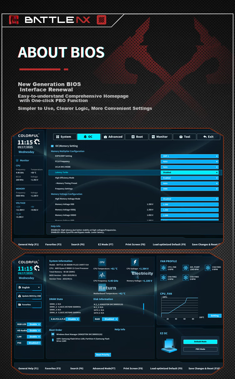 Colorful BATTLE-AX B850M-PLUS WIFI V14 Black Blade Motherboard Supports CPU 7800X3D/9800X3D/9600X (AMD B850/socket AM5) 7