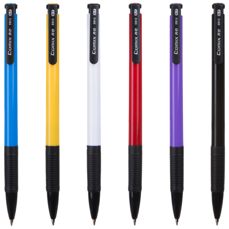 COMIX 0.7mm Ballpoint Pen Soft Grip Six-Color Retractable Pen Blue 36pcs EB12-36