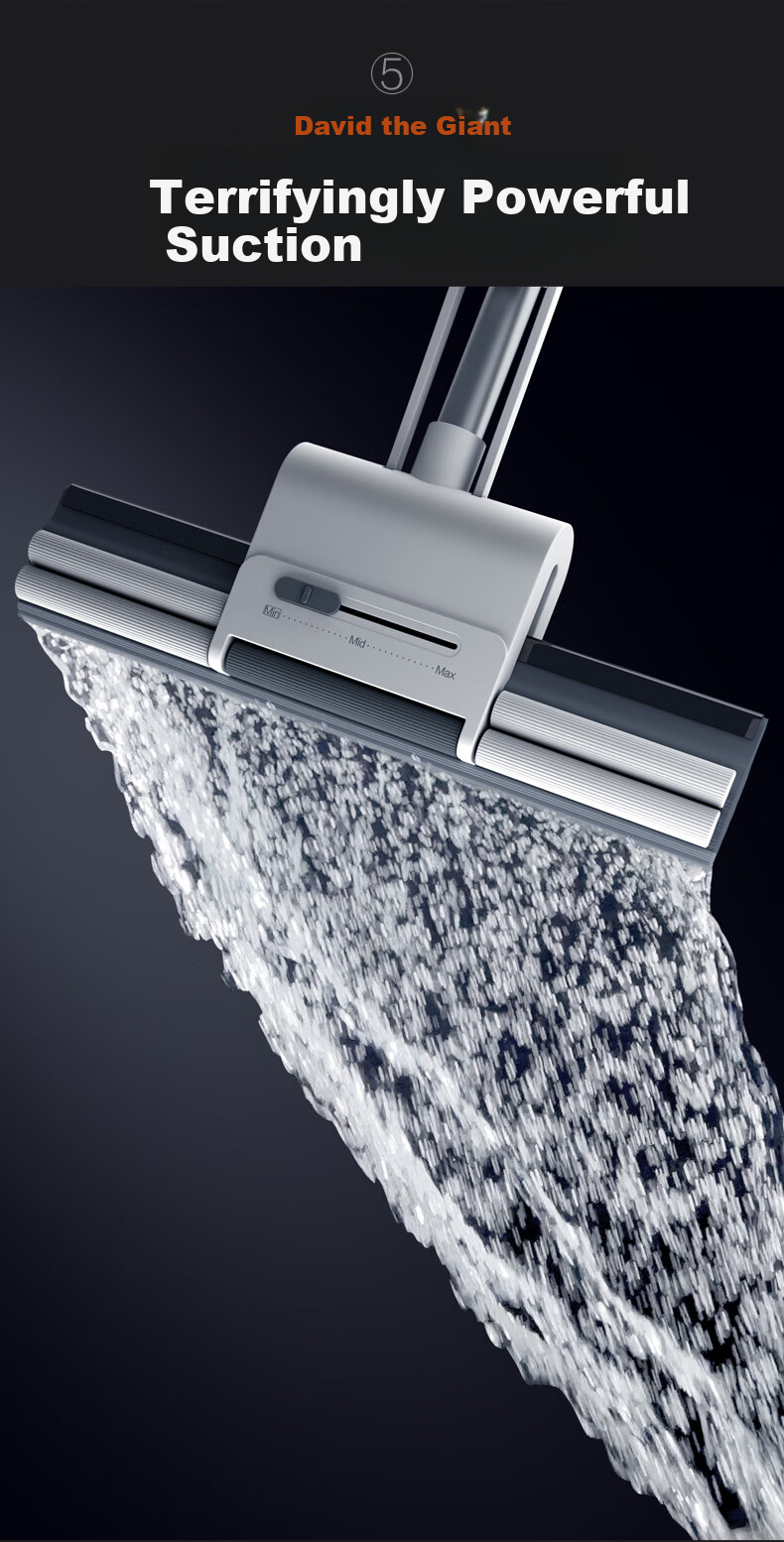 Dawei Sponge Mop, 33cm Rubber Cotton Head, 127cm Long Handle, 2 Heads, M11 Roller Type, Household All-In No Hand Washing Required 6