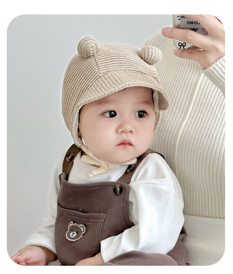 Benaxi Baby Hat Spring and Autumn Newborn Boys Small Age Infant Knitted Wool Hat Warm Ear Protection Girls Autumn Winter 15