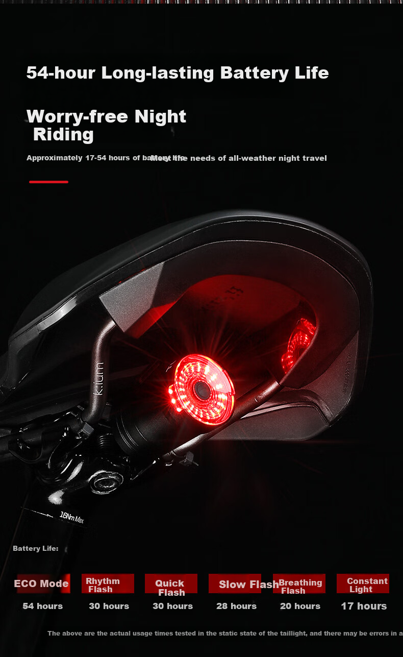 Tasiduizhang Bicycle Taillight, Mountain Bike Sensor Safety Warning Light, High Brightness Flashing Cycling Equipment, Handlebar Model 7