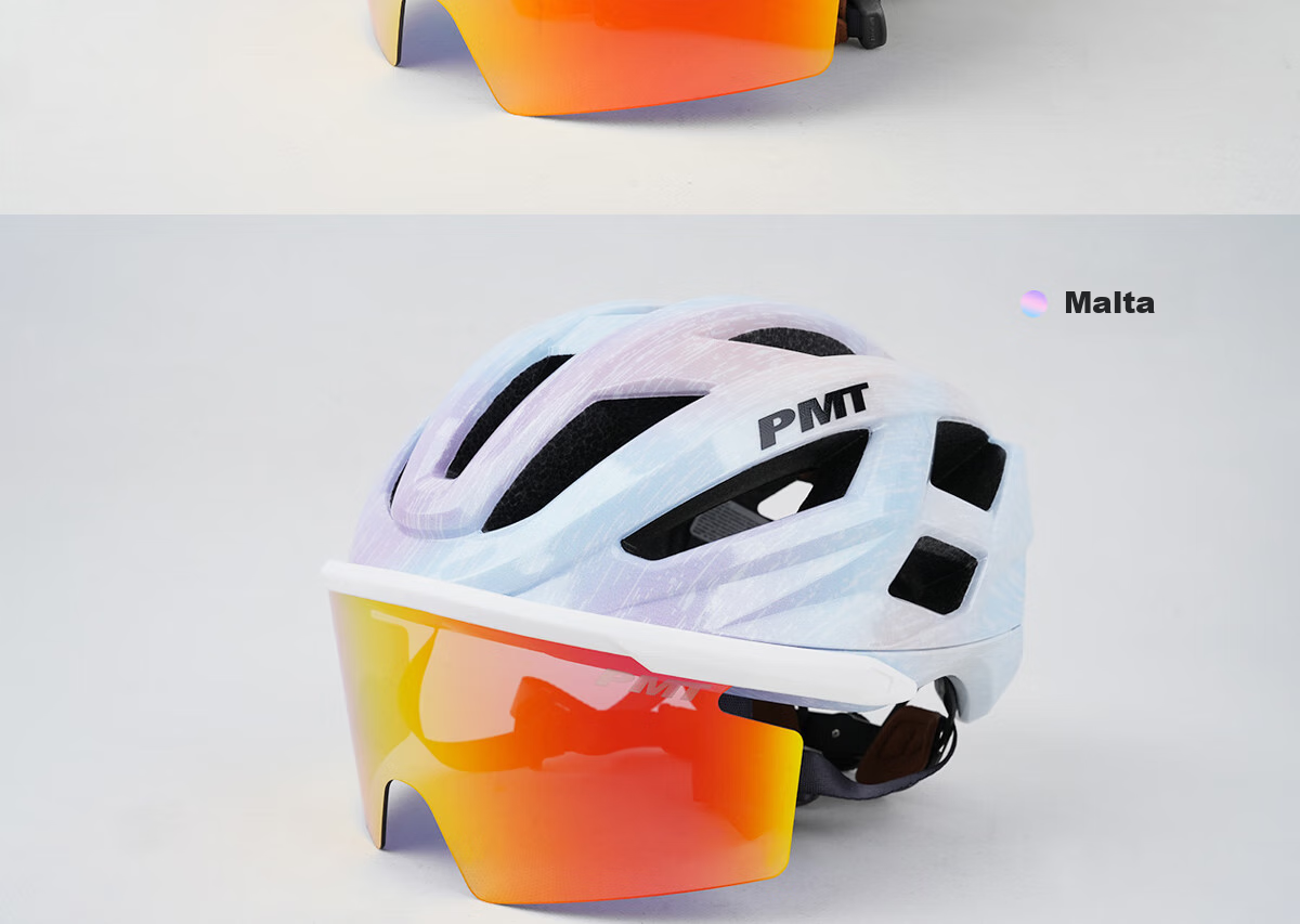PMT Bicycle Magnetic Sunglasses Cycling Helmet Mountain Road Bike Unisex Safety Helmet Meedo 3.0 White L 20