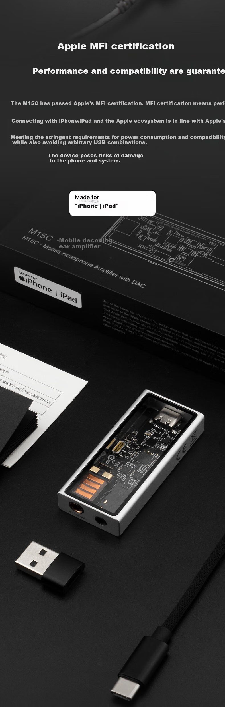 Questyle M15C Portable Lossless Decoder, Compact And Convenient Decoder, HiFi Small Tail for Android And Apple 3