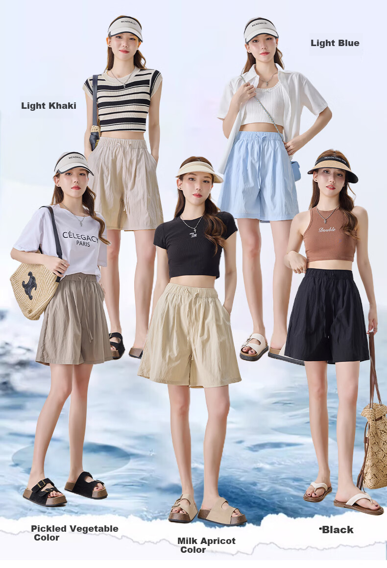 LangSha Ice Silk Shorts for Women, Summer Loose-Fitting Textured Casual Shorts, High-Waisted Wide-Leg Knee-Length Shorts 13